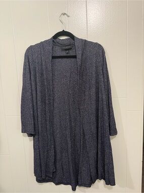 Lane Bryant Navy Heathered Open-Front Cardigan